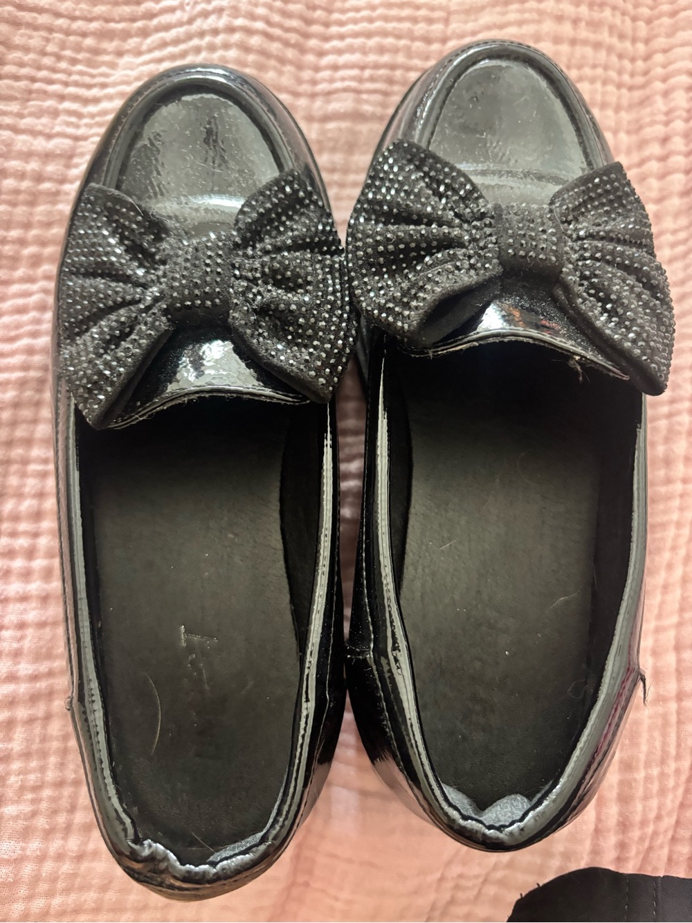 Source Unknown Black Patent Bow Dress Shoes for Kids